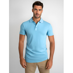 Vyriški šviesiai mėlyni polo marškinėliai Casual