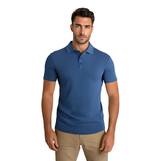 Vyriški mėlyni polo marškinėliai Casual JS/8T80 - Marškinėliai Vyriški mėlyni polo marškinėliai Casual JS/8T80