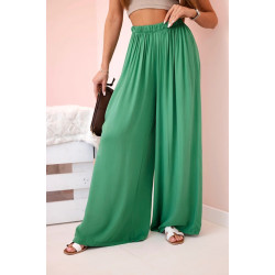 Moteriškos plačios žalios spalvos kelnės Andi 