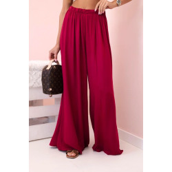 Moteriškos plačios bordo spalvos kelnės Andi 