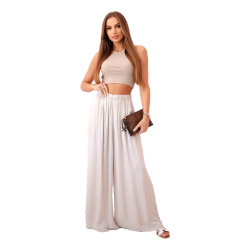 Moteriškos plačios rusvos spalvos kelnės Andi 