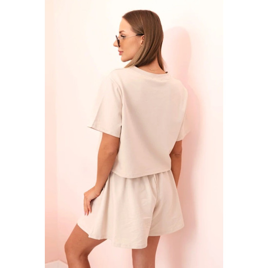 Women's brown cotton set with wide shorts Com 32441 - For women Women's brown cotton set with wide shorts Com 32441
