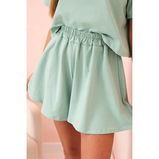 Women's mint cotton set with wide shorts Com 32436 - For women Women's mint cotton set with wide shorts Com 32436