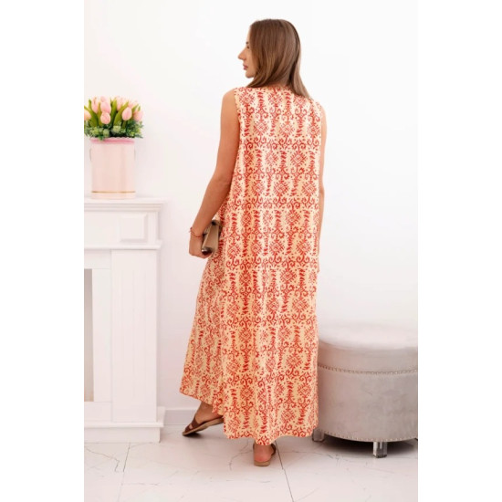 Women's red sleeveless cotton dress with wide hem Roy 32714 - Dresses and tunics Women's red sleeveless cotton dress with wide hem Roy 32714