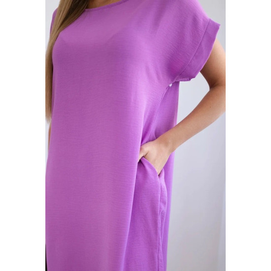Violetinė suknelė su kišenėmis Safira 31129 - Moterims Violetinė suknelė su kišenėmis Safira 31129
