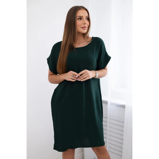 Tamsiai žalia suknelė su kišenėmis Safira 28468 - Moterims Tamsiai žalia suknelė su kišenėmis Safira 28468