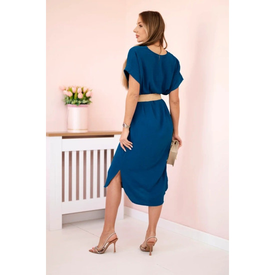 Women's navy blue dress with belt Amber 29508 - Dresses and tunics Women's navy blue dress with belt Amber 29508