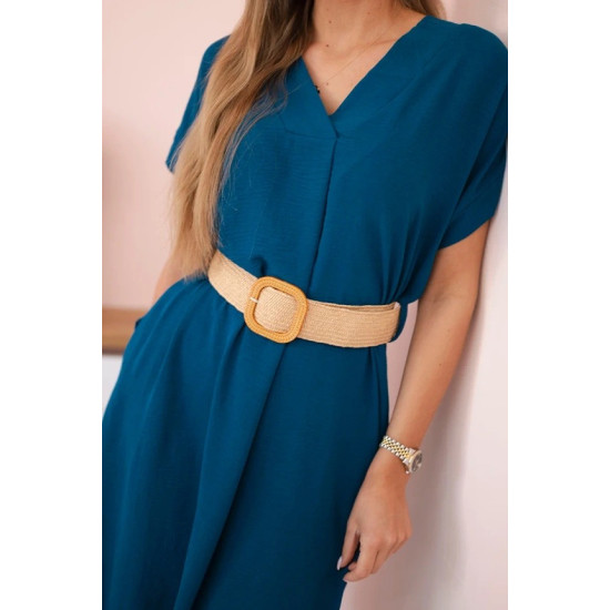 Women's navy blue dress with belt Amber 29508 - Dresses and tunics Women's navy blue dress with belt Amber 29508