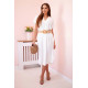 Women's white dress with belt Amber 27660 - Dresses and tunics Women's white dress with belt Amber 27660