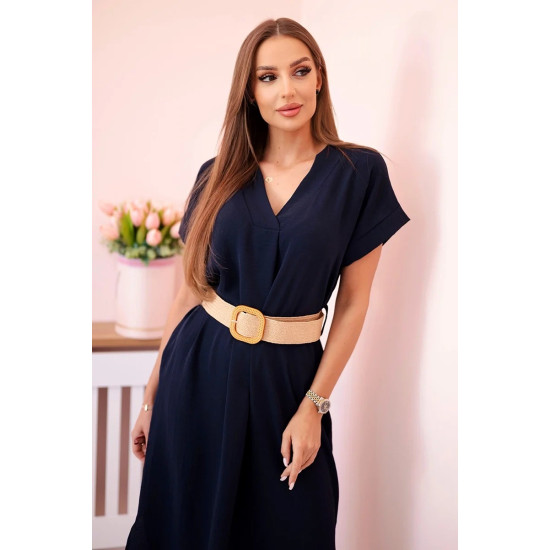 Women's navy blue dress with belt Amber 27658 - Dresses and tunics Women's navy blue dress with belt Amber 27658