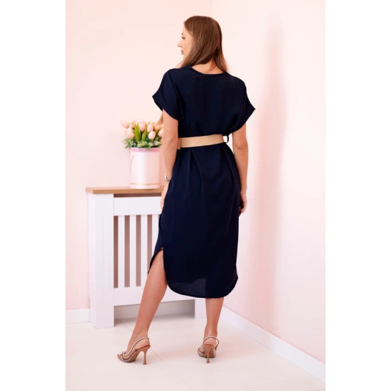Women's navy blue dress with belt Amber 27658 - Dresses and tunics Women's navy blue dress with belt Amber 27658