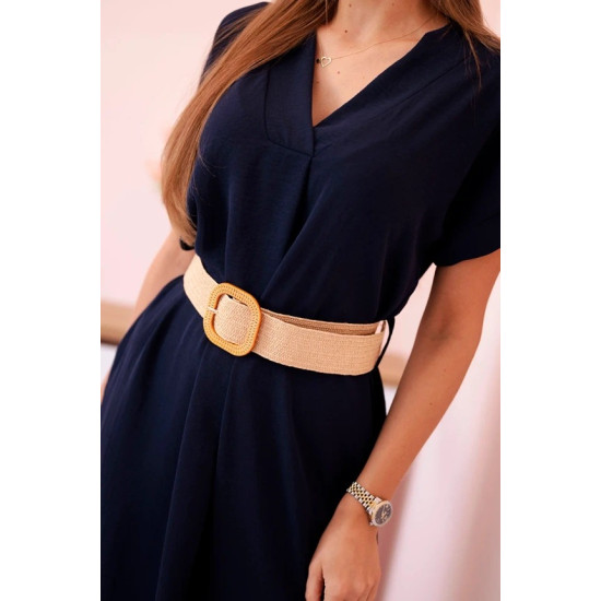 Women's navy blue dress with belt Amber 27658 - Dresses and tunics Women's navy blue dress with belt Amber 27658