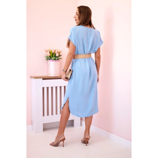 Women's light blue dress with belt Amber 24139 - Dresses and tunics Women's light blue dress with belt Amber 24139