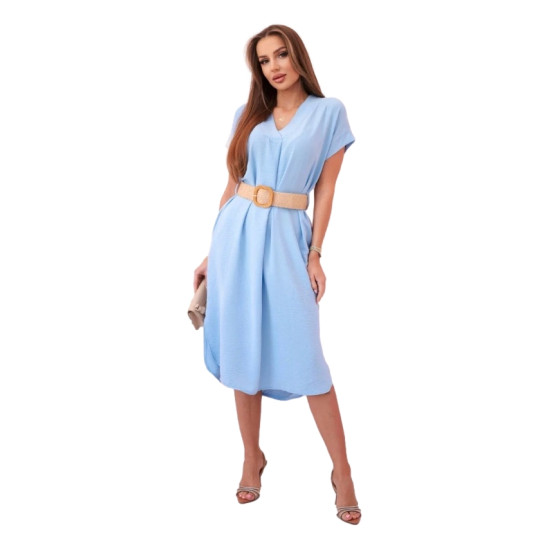 Women's light blue dress with belt Amber 24139 - Dresses and tunics Women's light blue dress with belt Amber 24139