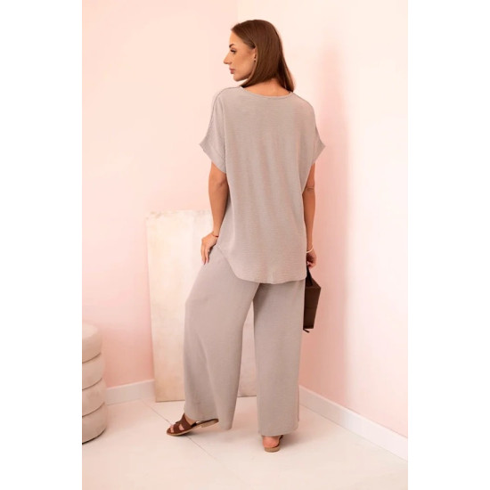 Women's grey set with necklace, blouse and trousers Lebelle 32696 - For women Women's grey set with necklace, blouse and trousers Lebelle 32696