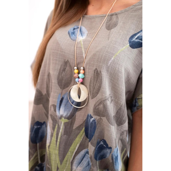 Women's grey shirt with flowers Limon 32100 - For women Women's grey shirt with flowers Limon 32100