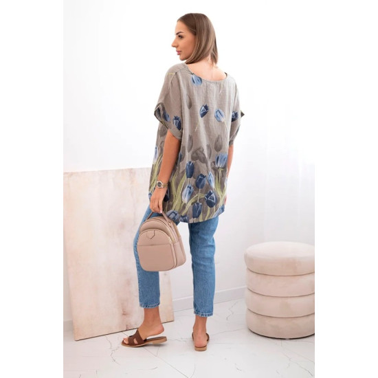 Women's grey shirt with flowers Limon 32100 - For women Women's grey shirt with flowers Limon 32100