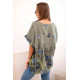 Women's khaki shirt with flowers Limon 32065 - For women Women's khaki shirt with flowers Limon 32065