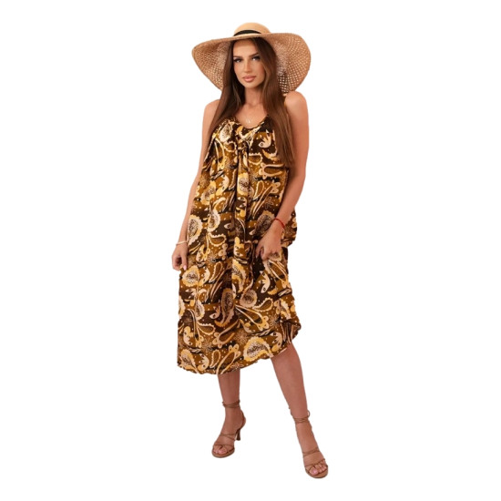 Women's brown dress with shoulder straps Colby 32676 - Dresses and tunics Women's brown dress with shoulder straps Colby 32676