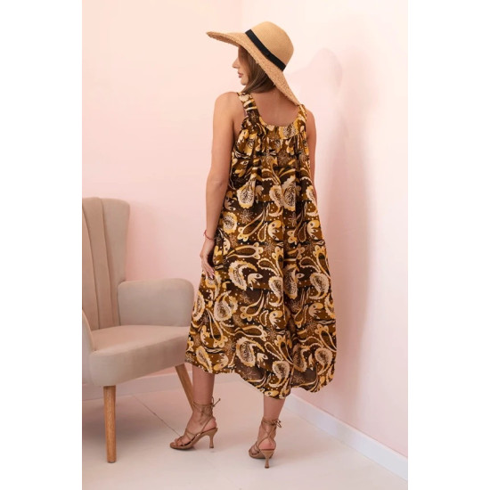 Women's brown dress with shoulder straps Colby 32676 - Dresses and tunics Women's brown dress with shoulder straps Colby 32676