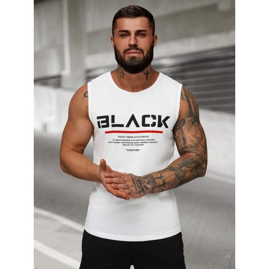 Baltos spalvos vyriški marškinėliai be rankovių Black JS/8B1712/1 - Marškinėliai Baltos spalvos vyriški marškinėliai be rankovių Black JS/8B1712/1