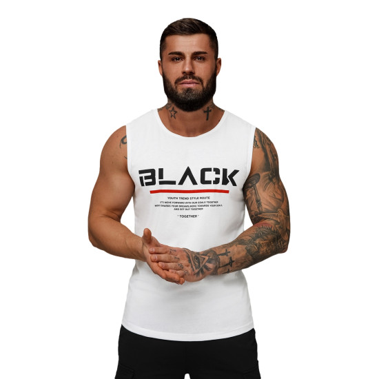 Baltos spalvos vyriški marškinėliai be rankovių Black JS/8B1712/1 - Marškinėliai Baltos spalvos vyriški marškinėliai be rankovių Black JS/8B1712/1
