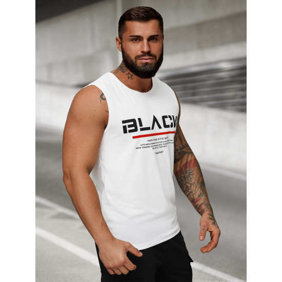 Baltos spalvos vyriški marškinėliai be rankovių Black JS/8B1712/1 - Marškinėliai Baltos spalvos vyriški marškinėliai be rankovių Black JS/8B1712/1