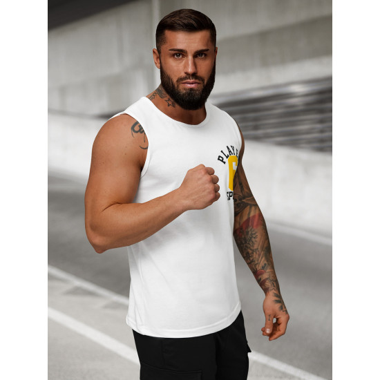 Balti vyriški marškinėliai be rankovių Sport JS/8B1717/1Z - Marškinėliai Balti vyriški marškinėliai be rankovių Sport JS/8B1717/1Z