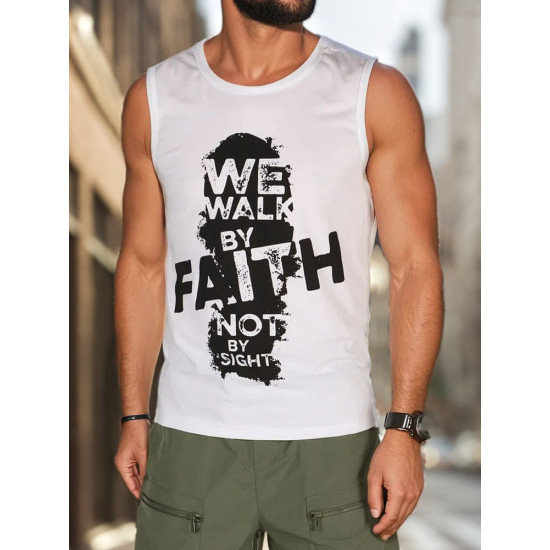 Vyriški balti marškinėliai be rankovių Faith RX5658 - Marškinėliai Vyriški balti marškinėliai be rankovių Faith RX5658