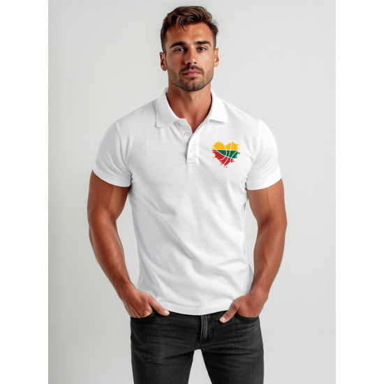 Vyriški balti polo marškinėliai Širdis JS/8T80 - Marškinėliai Vyriški balti polo marškinėliai Širdis JS/8T80