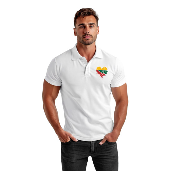 Vyriški balti polo marškinėliai Širdis JS/8T80 - Marškinėliai Vyriški balti polo marškinėliai Širdis JS/8T80