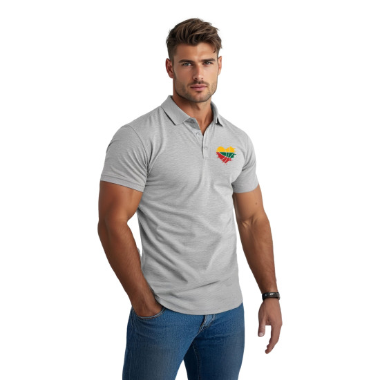 Men's light grey polo shirt Heart JS/8T80 - T-shirt Men's light grey polo shirt Heart JS/8T80