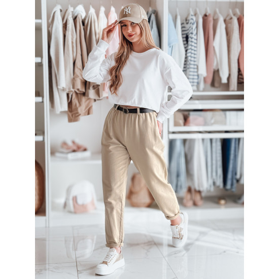 Women's brown trousers with belt Thailand UY2549 - Jeans and Trousers Women's brown trousers with belt Thailand UY2549