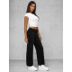 Women's black wide velvet trousers Metal JS/92K519/3 - Jeans and Trousers Women's black wide velvet trousers Metal JS/92K519/3