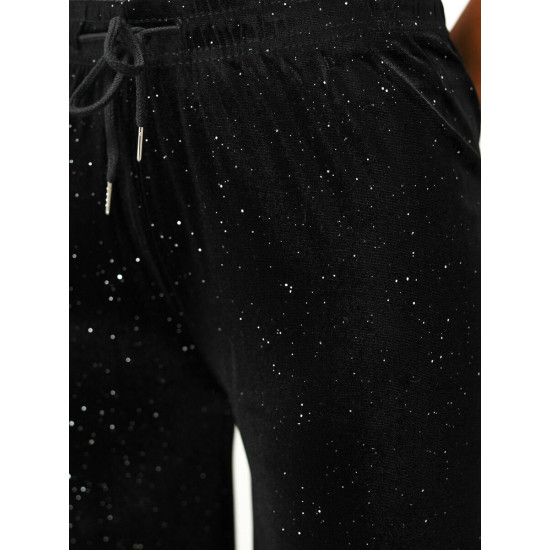 Women's black wide velvet trousers Metal JS/92K519/3 - Jeans and Trousers Women's black wide velvet trousers Metal JS/92K519/3
