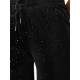 Women's black wide velvet trousers Metal JS/92K519/3 - Jeans and Trousers Women's black wide velvet trousers Metal JS/92K519/3