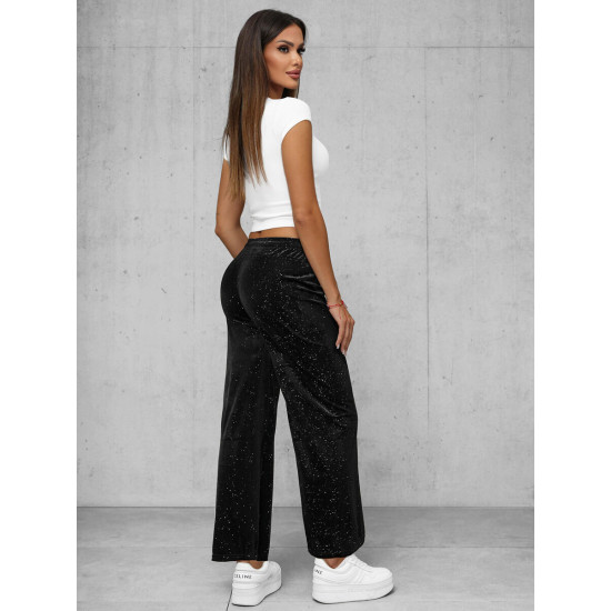Women's black wide velvet trousers Metal JS/92K519/3 - Jeans and Trousers Women's black wide velvet trousers Metal JS/92K519/3