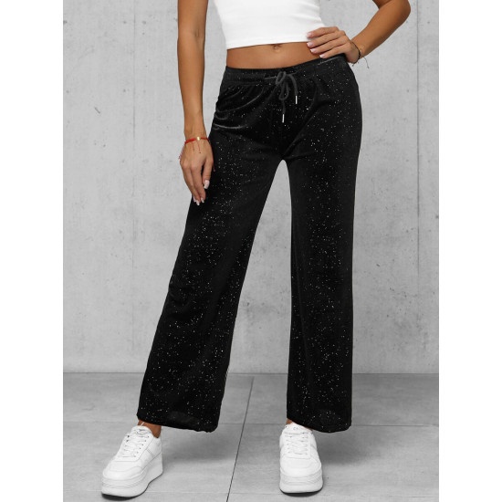 Women's black wide velvet trousers Metal JS/92K519/3 - Jeans and Trousers Women's black wide velvet trousers Metal JS/92K519/3