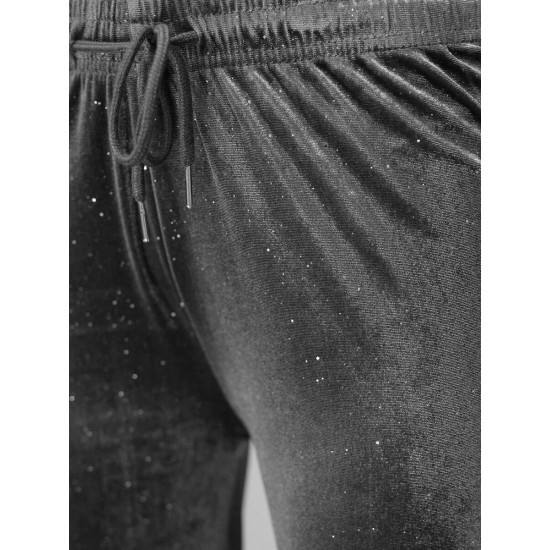 Women's black wide velvet trousers Metal JS/92K519/3 - Jeans and Trousers Women's black wide velvet trousers Metal JS/92K519/3