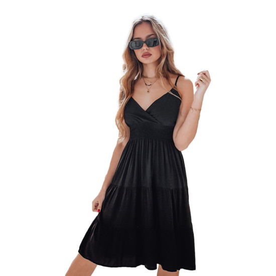 Women's black midi dress Missbreeze EY2626 - Dresses and tunics Women's black midi dress Missbreeze EY2626
