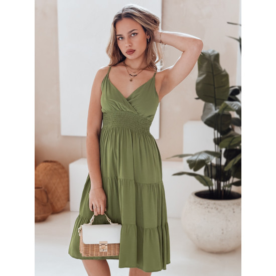 Moteriška žalia midi suknelė Missbreeze EY2623 - Suknelės ir tunikos Moteriška žalia midi suknelė Missbreeze EY2623