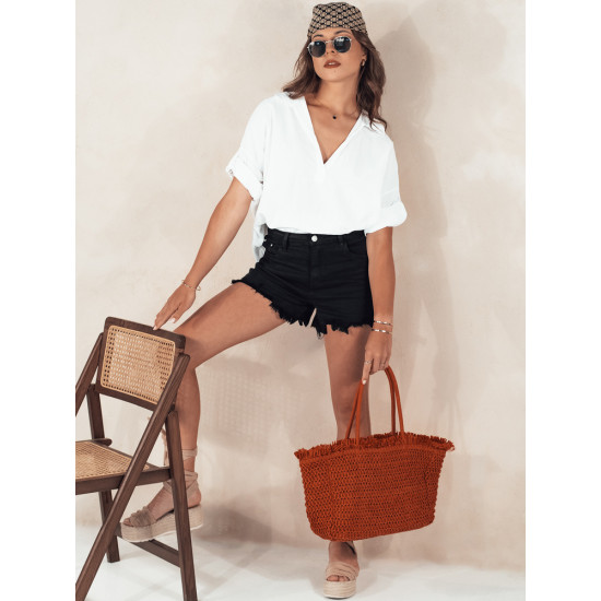 Moteriški juodi džinsiainai šortai Sunylook SY0365 - Moterims Moteriški juodi džinsiainai šortai Sunylook SY0365