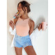Moteriški šviesiai mėlyni džinsiainai šortai Sunylook SY0357 - Moterims Moteriški šviesiai mėlyni džinsiainai šortai Sunylook SY0357