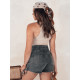 Moteriški juodi džinsiniai šortai Jeanlove SY0377 - Moterims Moteriški juodi džinsiniai šortai Jeanlove SY0377