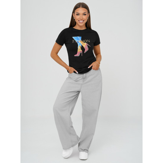 Women's black T-shirt Fact JS/96T690/3 - T-shirt Women's black T-shirt Fact JS/96T690/3