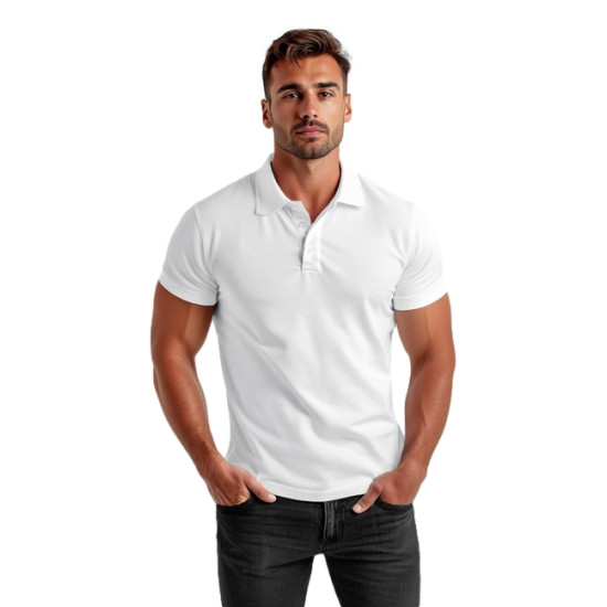 Vyriški balti polo marškinėliai Casual JS/8T80/1 - Marškinėliai Vyriški balti polo marškinėliai Casual JS/8T80/1
