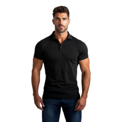 Vyriški juodi polo marškinėliai Casual Vyriški juodi polo marškinėliai Casual