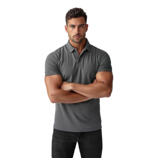 Vīriešu tumši pelēks polo krekls Casual JS/8T80/5 - T-krekls Vīriešu tumši pelēks polo krekls Casual JS/8T80/5