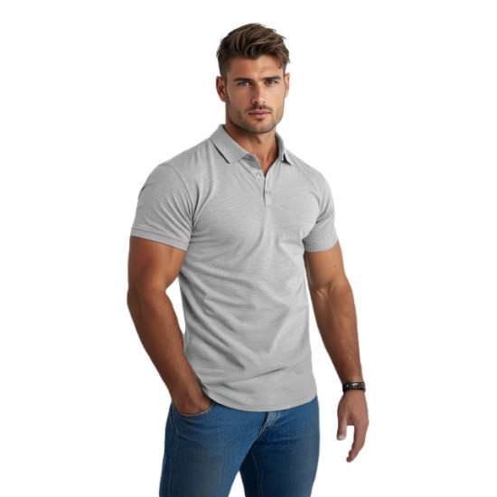 Vīriešu gaiši pelēks polo krekls Casual JS/8T80/2 - T-krekls Vīriešu gaiši pelēks polo krekls Casual JS/8T80/2