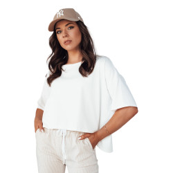 Moteriški oversize tipo balti marškinėliai Eling Moteriški oversize tipo balti marškinėliai Eling